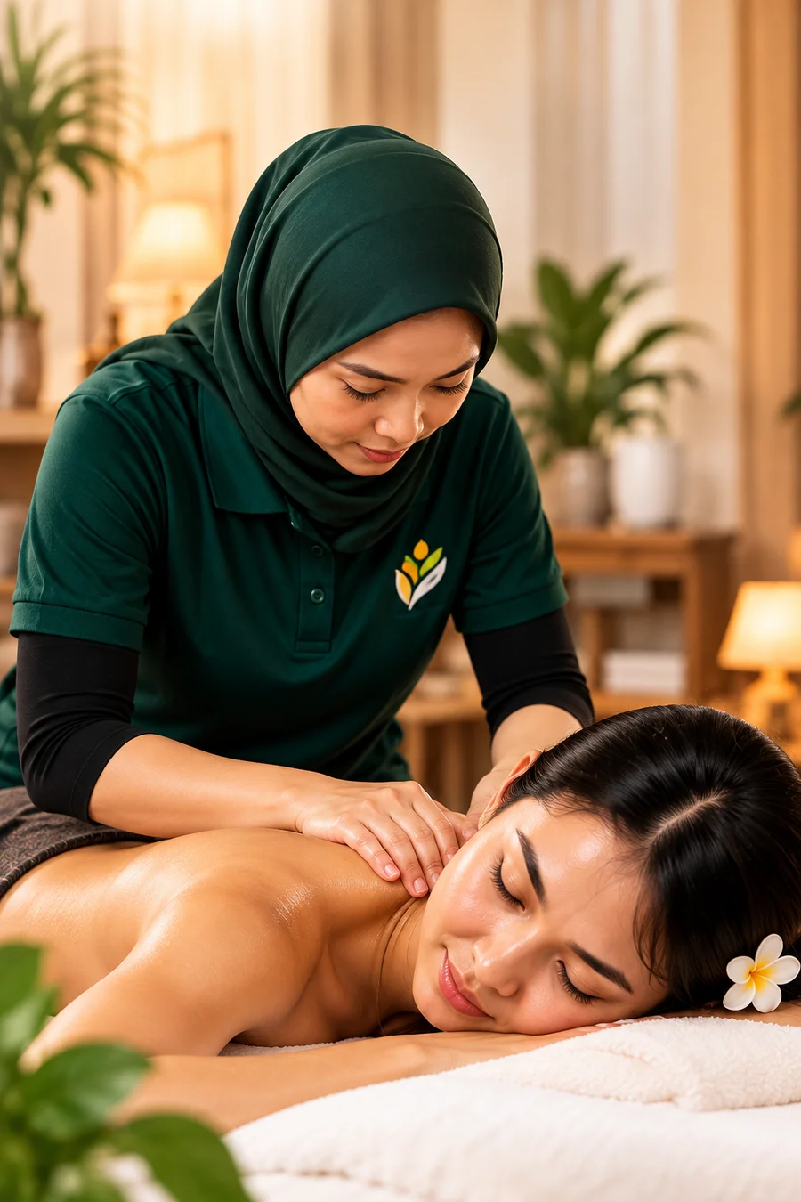Ilustrasi therapist menjalankan urutan di rumah